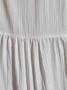 Bóhologie White Blouse Button Front Detailed With Flower Embroidery, Lantern Sleeves, Boho Style - White - View 7