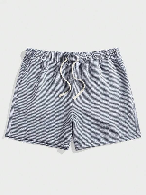 EASEVO Shorts casuales de ajuste delgado con rayas verticales tejidas para hombres de talla grande