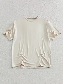 Manfinity VCAY Herren Lässiges Straßen-Alltags Dobermann Hund Illustration Muster T-Shirt, Beige Grafik Tee, Hellbraun Grafik Tee, Herren Grafik Tee, Hund Grafik Tee, Buchstabe Muster Tee - Khaki - Übersicht 3