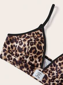 Coolane Women's Leopard Print Letter Graphic Cropped Cami Tank Top - Brown - View 6