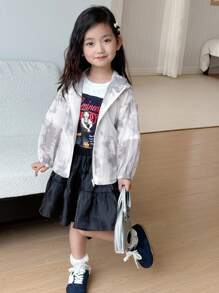 Dazy Kids Young Girl Tie-Dye Long Sleeve Zipper Front Casual Hoodie - Grey - View 5