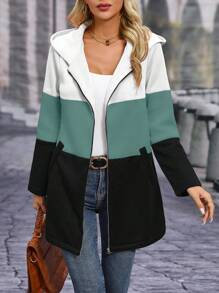 EMERY ROSE Veste à capuche blocs de couleurs pour femme