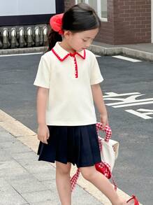 Dazy Kids 适合秋季穿着的女童T恤 - 杏色 - 查看 4