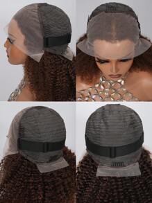 Density Pro 4# 非洲卷发 13x4 蕾丝前假发 真人发质假发 弹性卷发假发 200% 密度蕾丝前假发 女士适用 - S4 - 查看 6