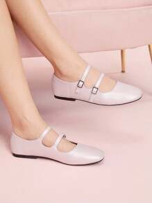 CUCCOO DOLLMOD Women Summer Flat Shoes, Simple Fashion Slip-On For Vacation Outfit, Sweet Retro College Style - Baby Pink - View 3