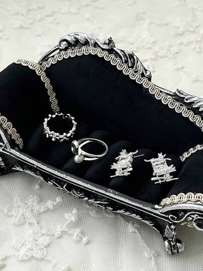 Goth 1pc Creative Jewelry Storage Box, Mini Jewelry Storage Sofa, European Style Resin Sofa Model Display Stand - Miniature Couch Showcase Shelf For Dollhouse, Jewelry & Collectibles Decor,Home Decor