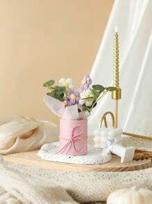 1 套手工编织羊毛人造花束，织物编织假花，包括桶和 6 朵钩针花，适合送给妈妈、妻子、闺蜜朋友、女朋友、母亲节情人节礼物、婚礼纪念品和节日派对家居餐桌装饰礼物