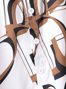 SHEIN 2件套男童夏季休闲字母印花衬衫和裤子套装 - 彩色 - 查看 5