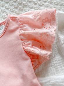 新生女宝宝可爱针织无袖连体衣，粉色，夏季 - 粉色 - 查看 7