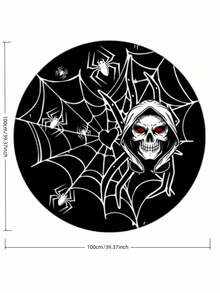 ROMWE 1pc Gothic Style Dark Spider WebRound Floor Mat, Round Halloween Floor Mat ,Theme Party ,Decoration Carpet - Multicolor - View 4