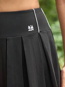 In My Nature Quần váy xếp ly cạp cao thời trang thường ngày cho nữ, đa năng, thể thao ngoài trời - màu đen - Xem 2