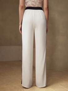 MOTF PREMIUM 开衩撞色饰边西装裤