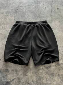 AXEPEAK 男士抽绳腰口袋宽松休闲百搭短裤 - 灰色 - 查看 2