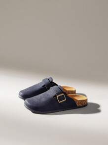 Solecia Dép đế dày thời trang nữ mũi tròn và khóa vuông, giày nữ phù hợp - màu đen - Xem 2