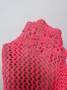 Breezaya Áo len cardigan dệt kim màu trơn đơn giản cho kỳ nghỉ - Màu Hồng  Dưa hấu - Xem 7