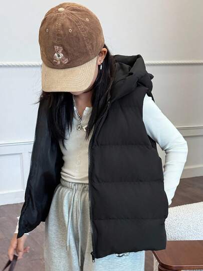 DAZY 韩版可爱无袖棉背心，适合青少年女孩冬季