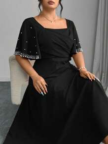 Modelyn Vestido elegante con aplicaciones de cuentas para tallas grandes - Negro - Ver 1