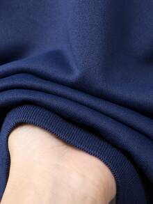 SHEIN Boys' Padded Quilted Letter Bomber Jacket Chic Outfits For Autumn/Winter Fall - Navy Blue - View 6