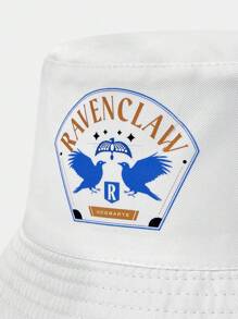 HARRY POTTER X SHEIN 1pc Reversible White Bucket Hat With Letter & Animal Patterns - White - View 3