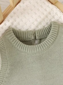 SHEIN Conjunto de peto y pantalones para bebé niño en color verde, estilo minimalista casual y cómodo y transpirable para la etapa de gateo - Verde - Ver 7