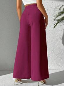 SHEIN Clasi 女士高腰褶皱阔腿宽松休闲裤