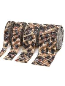 1 Yard Self Adhesive Crystal Rhinestone Ribbon, Rhinestone Strips, DIY Diamond Bling Ribbon Stickers Rhinestone Tape Roll For Crafts Phone Car Decorations - leopard print - View 4