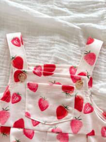 SHEIN 新生女婴可爱百搭粉色心形连体衣，夏季 - 彩色 - 查看 3