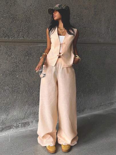 Coolane Kids Conjunto primaveral/veraniego de rayas azul claro ajustado para niñas adolescentes, conjunto de dos piezas, ropa a juego para padres e hijos