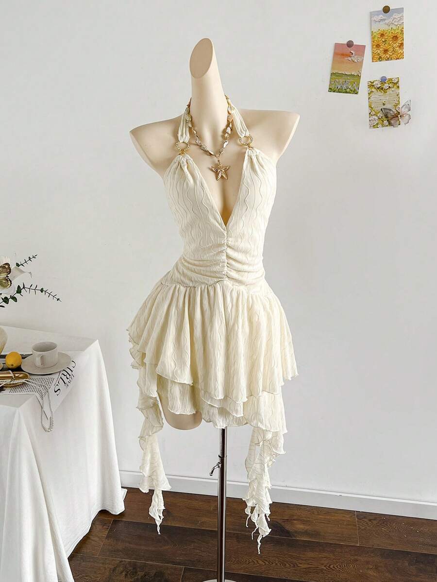 Soleia 女士度假浪漫岛屿假日露背针织网眼粉色花卉印花连衣裙，休闲，约会，下午茶，海滩，游轮，城市，音乐节，派对，波西米亚风 - 粉色 - 查看 1