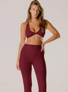 Aralina Leisurewear Pastel Pink Supportive Deep-V Active Twist Crop Top With Bag