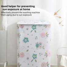 1PC Floral Washing Machine Cover - Universal Top Load Washer Dust Protector With Easy-Clean Fabric, Decorative Flower Pattern Appliance Cover For Laundry Room, Home Decor, Pet Hair & Dust Proof (Fits Most Brands) - Multicolor - View 3