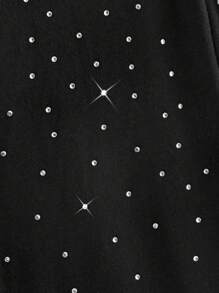HIMLAND Camisa polo de manga corta con hombros caídos, suelta y con decoración de strass para hombre, de estilo casual