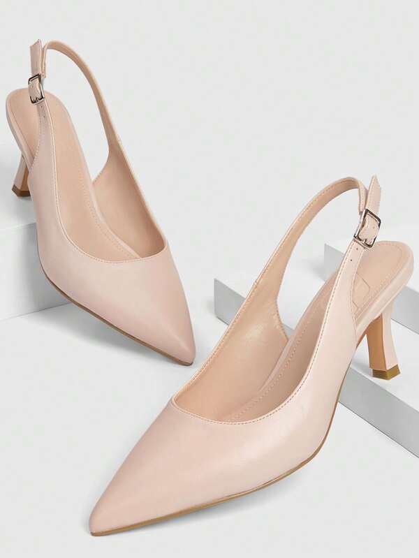 CUCCOO BIZCHIC Pantofi de femeie cu vârf ascuțit Stiletto Piele PU Elegantă Bej Slingback Tocuri Înalte pentru vară Absolvire Tocuri Bal Tocuri Pantofi de vacanță Reducere de vară Noțiuni de bază elegante Business Casual Business Chic Crăciun Toamnă Vacanță de Anul Nou