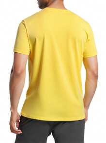 Champion 男士休闲字母印花短袖T恤，夏季 - 黃色 - 查看 2