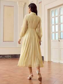 ZEYLAH 花卉贴片飘逸连衣裙 - 黃色 - 查看 4