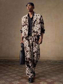 AKNOTIC Business Casual Áo khoác Blazer tay dài dáng rộng thoải mái cho nam, dành cho mùa thu đông - màu đen - Xem 2
