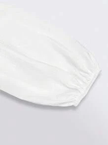 INAWLY Women's Plain Off-Shoulder Lantern Sleeve Loose Long Dress With Frill Trim, Spring Summer Fall Cloth For Women - White - View 4