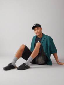 SHUZIA Men's Comfortable Arch Support Buckle Strap Round Toe Cork Footbed Clogs - Black - View 6