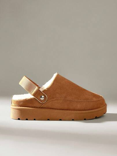 Solecia Botas de nieve de mujer de alta calidad con suela gruesa versátil, cómodas y forradas de felpa, de dedo cerrado, planas y de fácil puesta y quitada