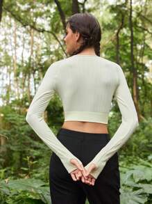 In My Nature 女式字母印花插肩袖短款修身户外 T 恤修身衬衫 - 薄荷綠 - 查看 4