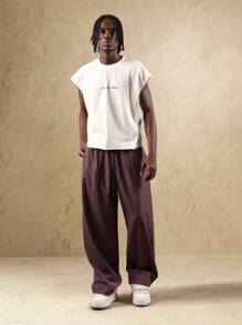 SUMWON 褶裥阔腿职业裤奢华垂坠运动裤优雅飘逸超大码派对晚礼服 - 淺灰紫 - 查看 3