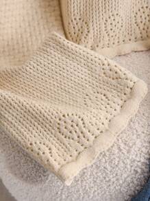 CosyJoli 秋冬大码休闲菠萝纹镂空圆领喇叭袖口长袖套头衫 - 杏色 - 查看 3