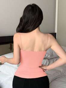 DAZY Tight-Fit Tank Top With Built-In Padded, Ruched Design - Pink - View 2