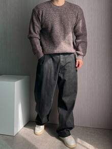 DAZY Jersey de cuello redondo de manga larga con estampado floral marrón para hombres, otoño - Óxido marrón - Ver 1