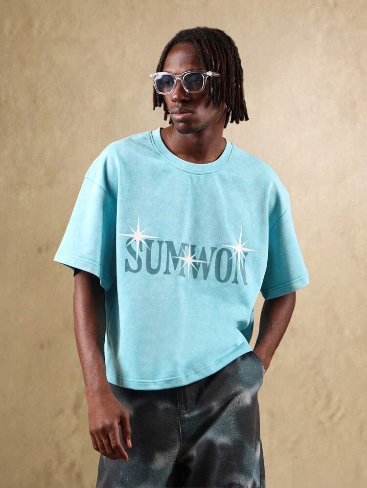 T-shirt squadrata con logo a stella