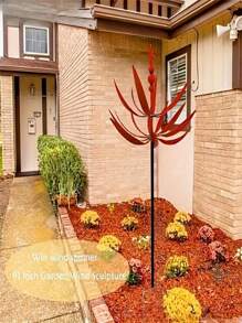 1 件金属风转器 - 旋转花园和庭院装饰，无需电池，户外装饰，大型风转器，花卉，花园装饰 - 彩色 - 查看 5