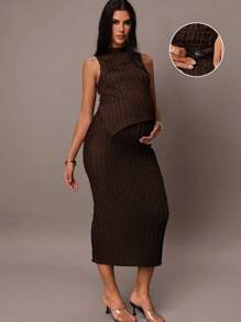 MaterniChic Fall Women Clothes Maternity Two-Piece Suits Fall Women Clothes - Brown - View 8