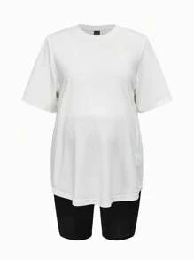 SHEIN 1套孕妇纯色两件套 - 黑與白 - 查看 3