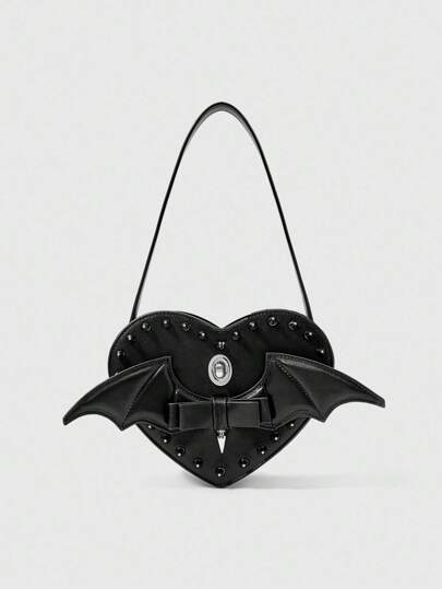 Goth Heart Shaped Fashion Versatile Cute Women Shoulder Tote Bag