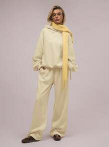 MUSERA Áo Hoodie Rộng Rãi, Dáng Thoải Mái, Vai Rủ, Áo Sweatshirt Thích Hợp Cho Mùa Hè Trở Lại Trường Học, Ấm Áp, Dễ Thương, Thường Ngày, Phong Cách Đường Phố Y2K, Tủ Đồ Cơ Bản, Màu Vàng, Mùa Xuân, Kỳ Nghỉ, Lễ Phục Sinh - Vàng nhạt - Xem 4